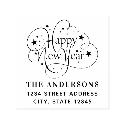 スターリーハッピーニューイヤーファミリーネーム差出人住所 セルフインキングスタンプ (デザイン)