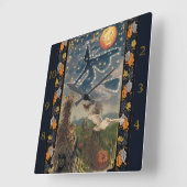 スターリーハロウィーンの夜間時計 スクエア壁時計 (傾斜)