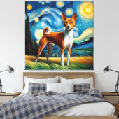 スターリーバセンジドッグポートレート – ペットポートレート キャンバスプリント (インサイチュ (寝室))