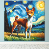 スターリーバセンジドッグポートレート – ペットポートレート キャンバスプリント (インサイチュ (ウッドフロア))