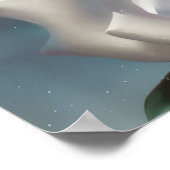 スターリーパステルピンク&ホワイトローズ ポスター (角)