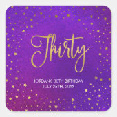 スターリーパープルウォーターの色30th誕生日 スクエアシール (正面)