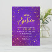 スターリーパープルウォーターカラースウィート16誕生日 招待状 (スタンド正面)