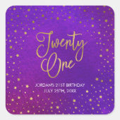 スターリーパープルウォーターカラー21歳の誕生日 スクエアシール (正面)