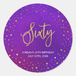 スターリーパープルウォーターカラー60誕生日 ラウンドシール