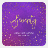 スターリーパープルウォーターカラー70誕生日 スクエアシール (正面)