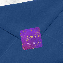 スターリーパープルウォーターカラー70誕生日 スクエアシール