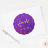 スターリーパープルウォーターカラー70誕生日 ラウンドシール (封筒)