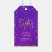 スターリーパープルウォーターカラー80thバースデーパーティー ギフトタグ (正面)