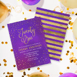 スターリーパープルウォーター色21st誕生日招待状 招待状<br><div class="desc">21歳エレガントの誕生日の招待縁ど星と紫の水の色の背景に対する金ゴールドでフェイクの「Twenty One」の言葉を含む。カードは背面ストライプのを含む。他の一致するお祝いをチェックするhttps://www.zazzle.com/collections/elegant_starry_purple_water color_items-119469232199993091?rf=238364477188679314情報を追加するためにプレースホルダ文字を置き換えてカスタマイズする。その他のオクリックプションにはカスタマイズ「it」ボタン。*ズームプレビューに表示されるZazzle透かしは、最終印刷製品には表示されないことに注意。©ローズウッド、柑橘類</div>