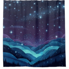 スターリーヒルズナイト シャワーカーテン