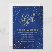 スターリーブルーとピンク女の子の赤ちゃんシャワー 招待状 (正面)