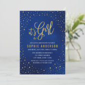 スターリーブルーとピンク女の子の赤ちゃんシャワー 招待状 (スタンド正面)