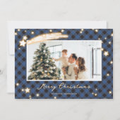 スターリーブルーバッファロープレイドフォトクリスマスカード シーズンカード (正面)