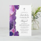 スターリーブルーピンクアゲートシルバーファースト聖餐式 招待状 (スタンド正面)