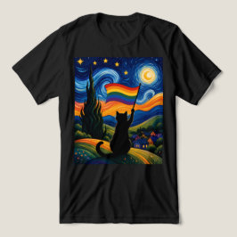スターリープライドナイトキャット ヴァンゴッホスタイル レインボー トライブレンドTシャツ