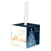 スターリーホリデーツリー恵み写真テンプレート キューブオーナメント (正面アングル)