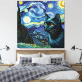 スターリーボンベイキャットポートレートペットポートレート キャンバスプリント (インサイチュ (寝室))