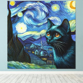 スターリーボンベイキャットポートレートペットポートレート キャンバスプリント (インサイチュ (ウッドフロア))