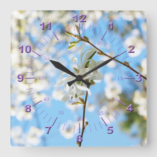 スターリーマグノリア6490 スクエア壁時計 (正面)