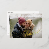 スターリーマジカルハッピーホリデーズタイポグラフィ | 2写真 箔シーズンポストカード (正面/裏面)