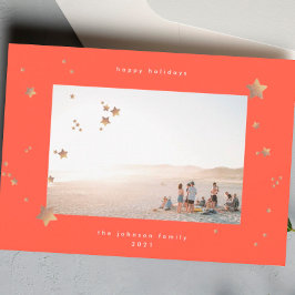 スターリーレッドさくらんぼホワイトクリスマスフォトハッピー シーズンカード