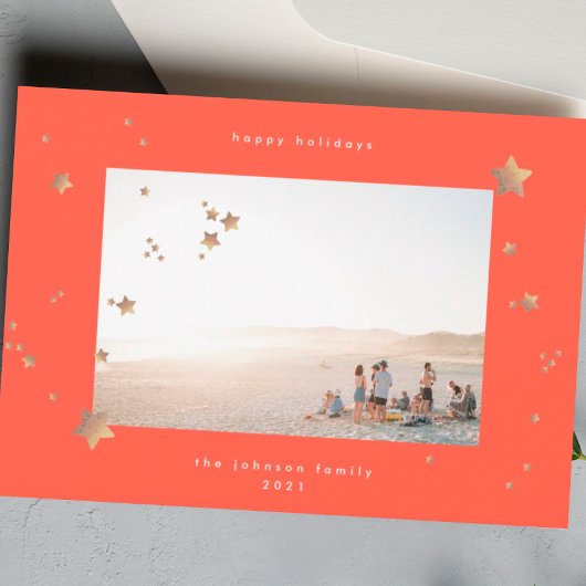 スターリーレッドさくらんぼホワイトクリスマスフォトハッピー シーズンカード