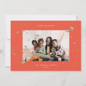 スターリーレッドさくらんぼホワイトクリスマスフォトハッピー シーズンカード (正面)