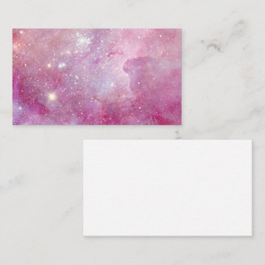 スターリー宇宙ライトピンクウォーターカラースターズ銀河系 名刺 (正面/裏面)
