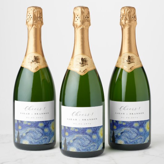 スターリー結婚ナイトのワきらめくインラベル スパークリングワインラベル (ボトル)