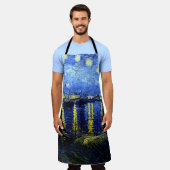 スターリー・ナイト・オーバー・ザ・ローンバイ・ヴァン・ゴッホ エプロン (着用した状態)