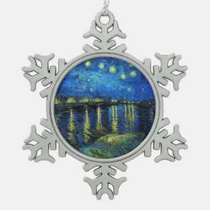 スターリー・ナイト・オーバー・ザ・ローンバイ・ヴィンセント・ヴァン スノーフレークピューターオーナメント