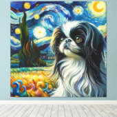 スターリ日本のチンドッグポートレート – ペットポートレート キャンバスプリント (インサイチュ (ウッドフロア))