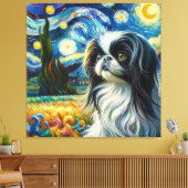 スターリ日本のチンドッグポートレート – ペットポートレート キャンバスプリント (インサイチュ (リビング))