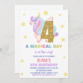 スターレインボーユニコーン誕生日招待状フライ 招待状 (正面/裏面)