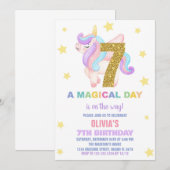 スターレインボーユニコーン誕生日招待状フライ 招待状 (正面/裏面)