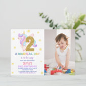 スターレインボーユニコーン誕生日招待状写真 招待状 (スタンド正面)