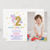 スターレインボーユニコーン誕生日招待状写真 招待状 (正面/裏面)