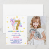 スターレインボーユニコーン誕生日招待状写真 招待状 (正面/裏面)