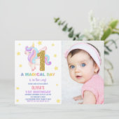 スターレインボーユニコーン誕生日招待状写真 招待状 (スタンド正面)