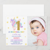 スターレインボーユニコーン誕生日招待状写真 招待状 (正面/裏面)