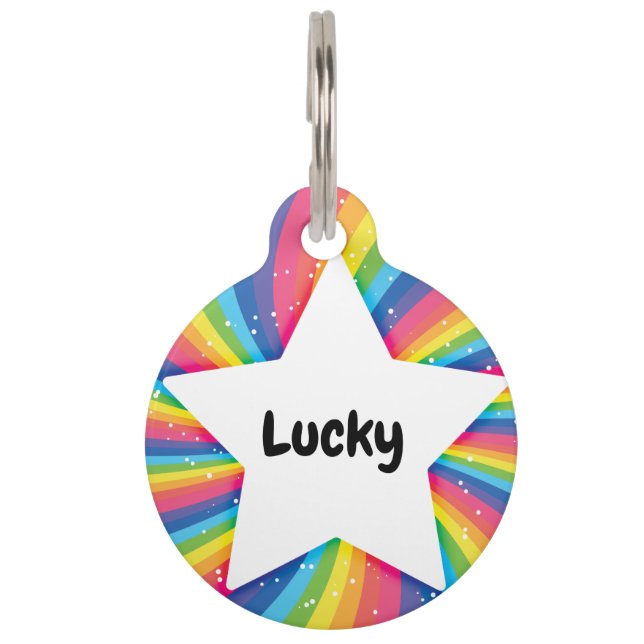 スターレインボーQRコード ペット　ネームタグ (正面)