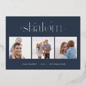 スターレッドつながり | Hanukkahフォトコラージュ 箔シーズンカード (正面)