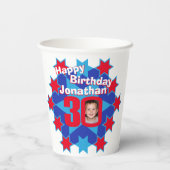 スターレッドブルー30th誕生日2枚紙カップ 紙コップ (裏面)