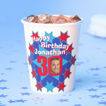 スターレッドブルー30th誕生日2枚紙カップ