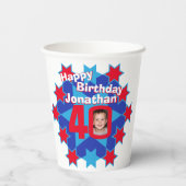 スターレッドブルー40歳の誕生日2枚の写真紙カップ 紙コップ (裏面)