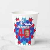 スターレッドブルー40歳の誕生日2枚の写真紙カップ 紙コップ (正面)