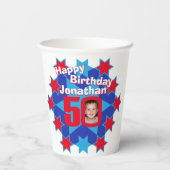 スターレッドブルー50th誕生日2枚紙カップ 紙コップ (裏面)