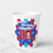 スターレッドブルー90th誕生日2枚紙カップ 紙コップ (裏面)