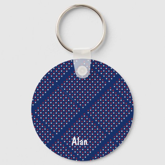 スターレッド白/ブルーキーチェーン キーホルダー (正面)